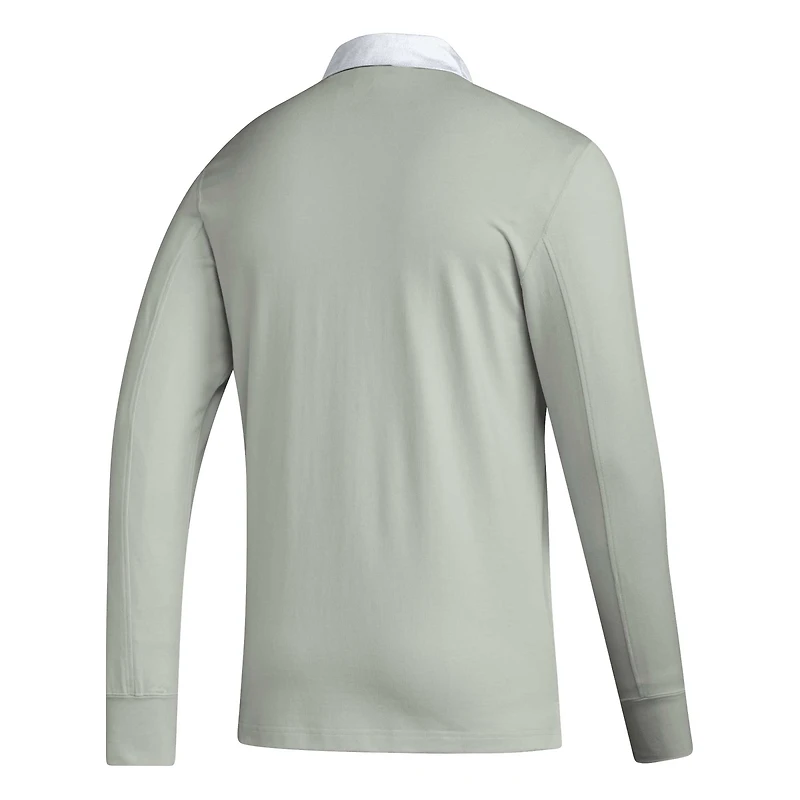 Polo à manches longues adidas 2023 Player gris Columbus Crew Travel pour hommes