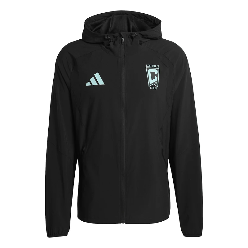 Men's adidas  Black Columbus Crew Tiro Travel Full-Zip Hooded Windbreaker