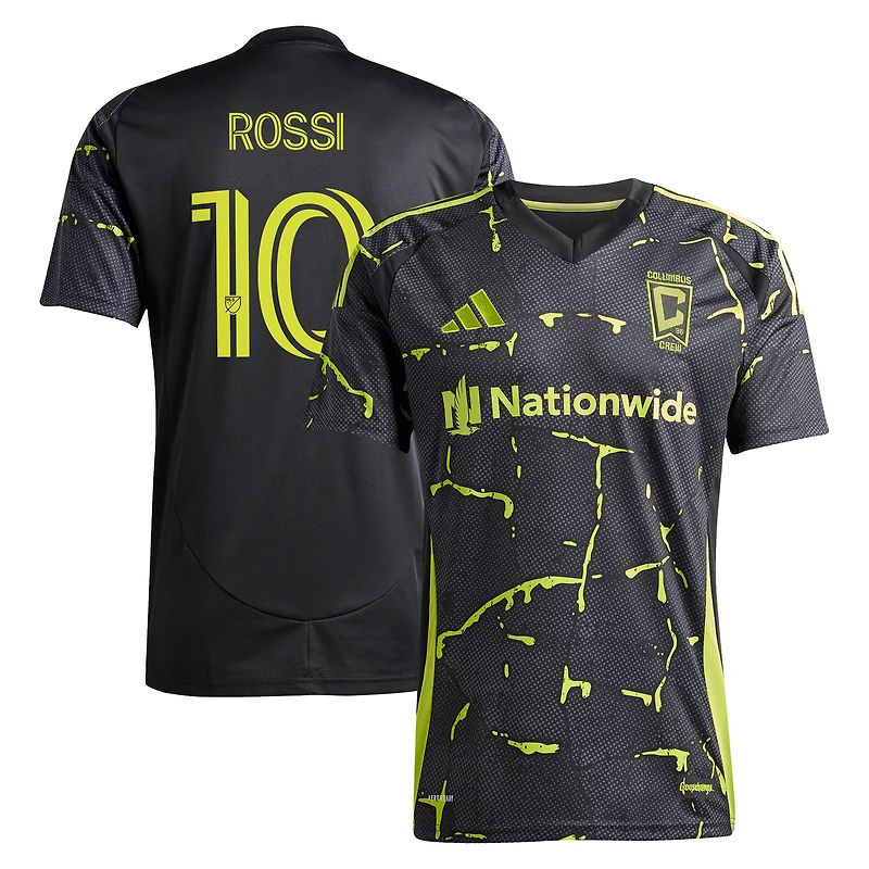 Men's adidas Diego Rossi Black Columbus Crew 2025 The Goosebumps Kit Replica Player Jersey
