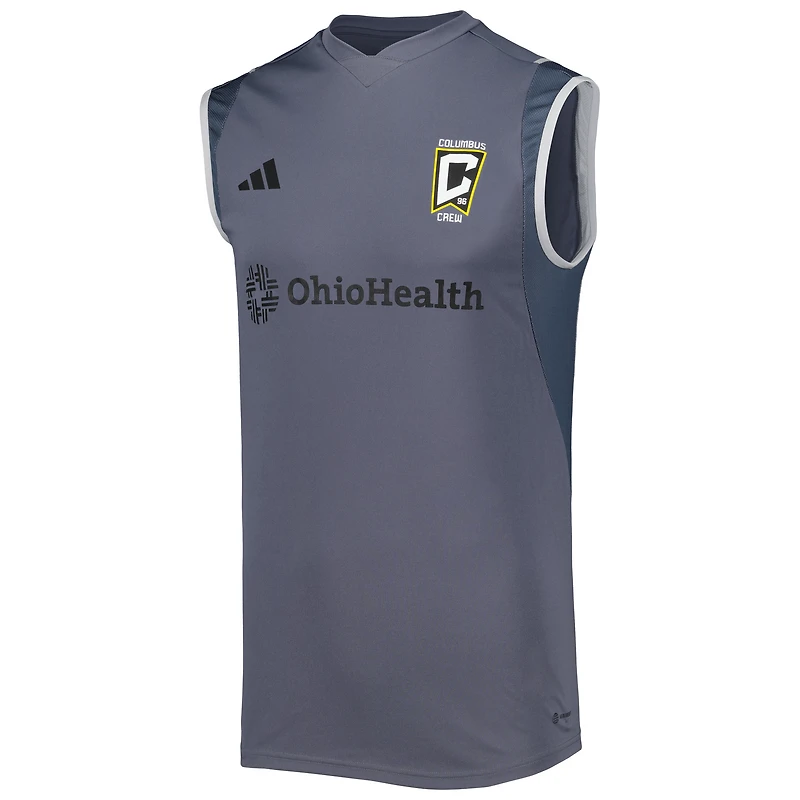 Men's adidas Gray Columbus Crew 2023 On-Field Sleeveless Training Jersey