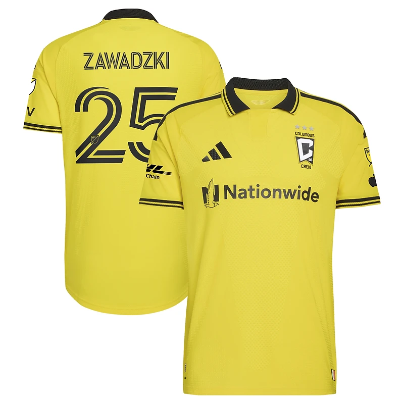 Men's adidas Sean Zawadzki Yellow Columbus Crew 2026 The Crafted for Excellence Kit On-Field Authentic Patch Jersey