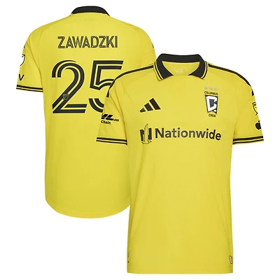 Men's adidas Sean Zawadzki Yellow Columbus Crew 2026 The Crafted for Excellence Kit On-Field Authentic Patch Jersey