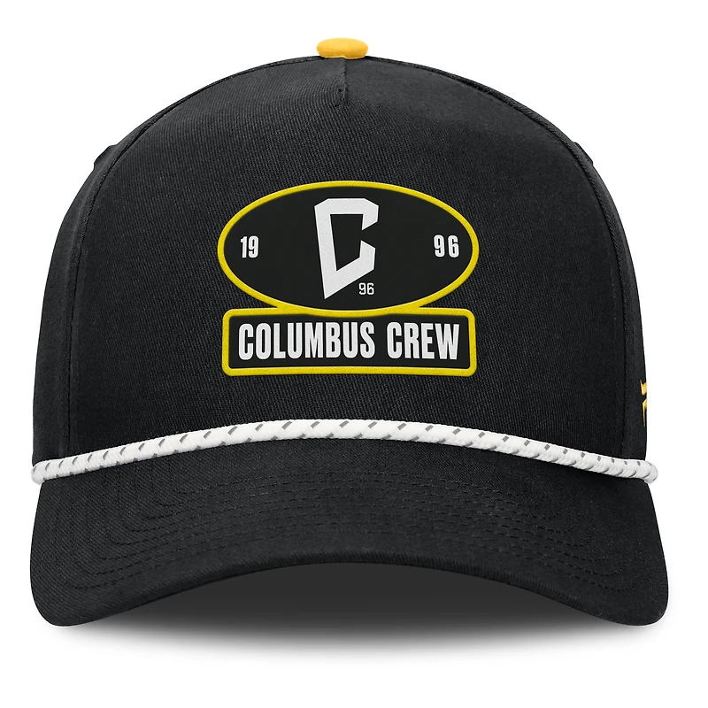 Casquette Fanatics noire Columbus Crew à deux coutures et à monture en A ajustable