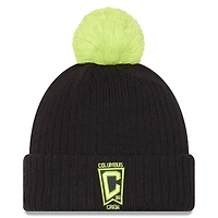 Bonnet en tricot noir Columbus Crew 2025 Jersey Hook Cuff pour homme avec pompon