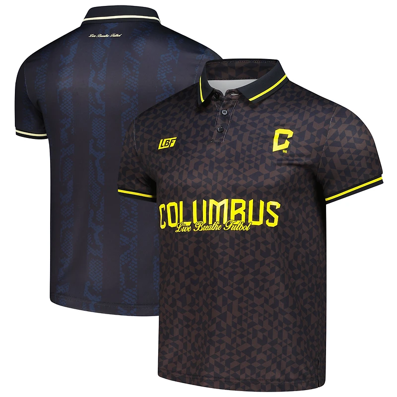 Polo ras du cou Columbus noir unisexe Live Breathe Futbol