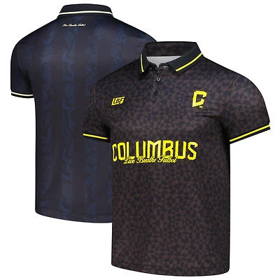 Polo ras du cou Columbus noir unisexe Live Breathe Futbol