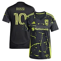 Women's adidas Diego Rossi Black Columbus Crew 2025 The Goosebumps Kit Replica Player Jersey