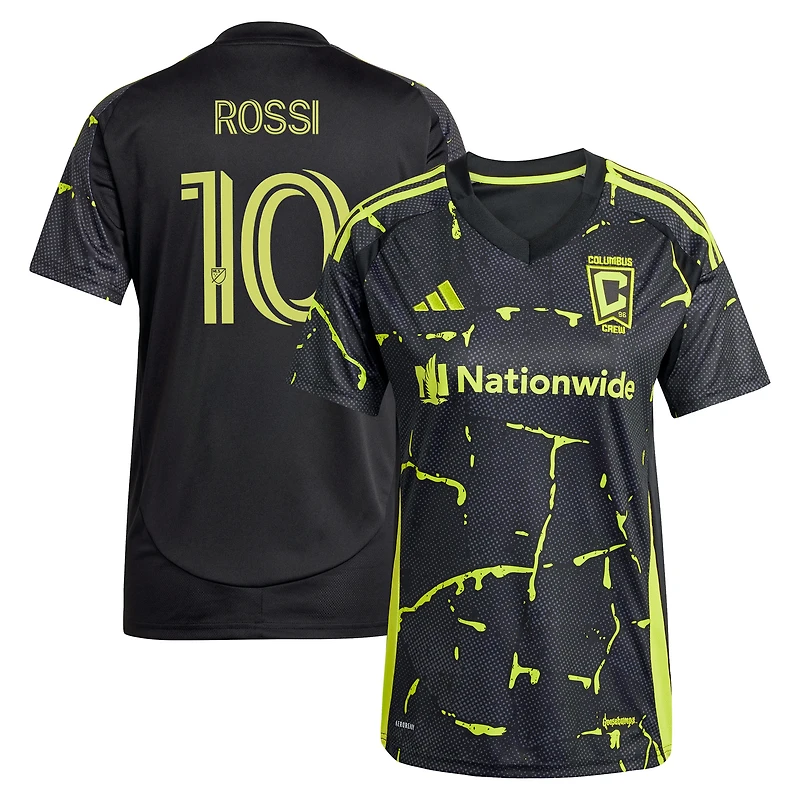 Maillot réplique du kit Goosebumps 2025 noir de Diego Rossi pour femme adidas Columbus Crew