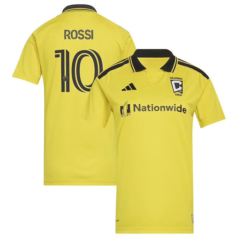 Women's adidas Diego Rossi Yellow Columbus Crew 2026 The Crafted for Excellence Kit Replica Jersey