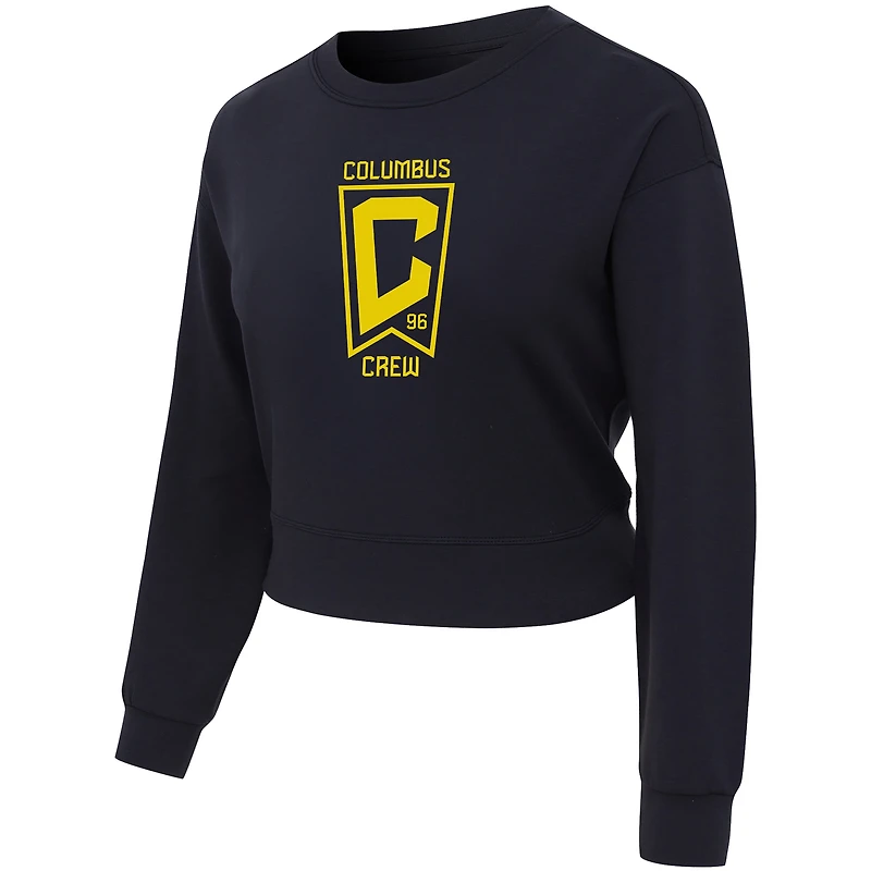 Women's Concepts Sport Black Columbus Crew Tri-Blend Darby Knit Long Sleeve Crop Top