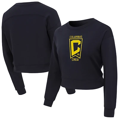 Haut court à manches longues en tricot Darby noir Columbus Crew Tri-Blend pour femme Concepts Sport