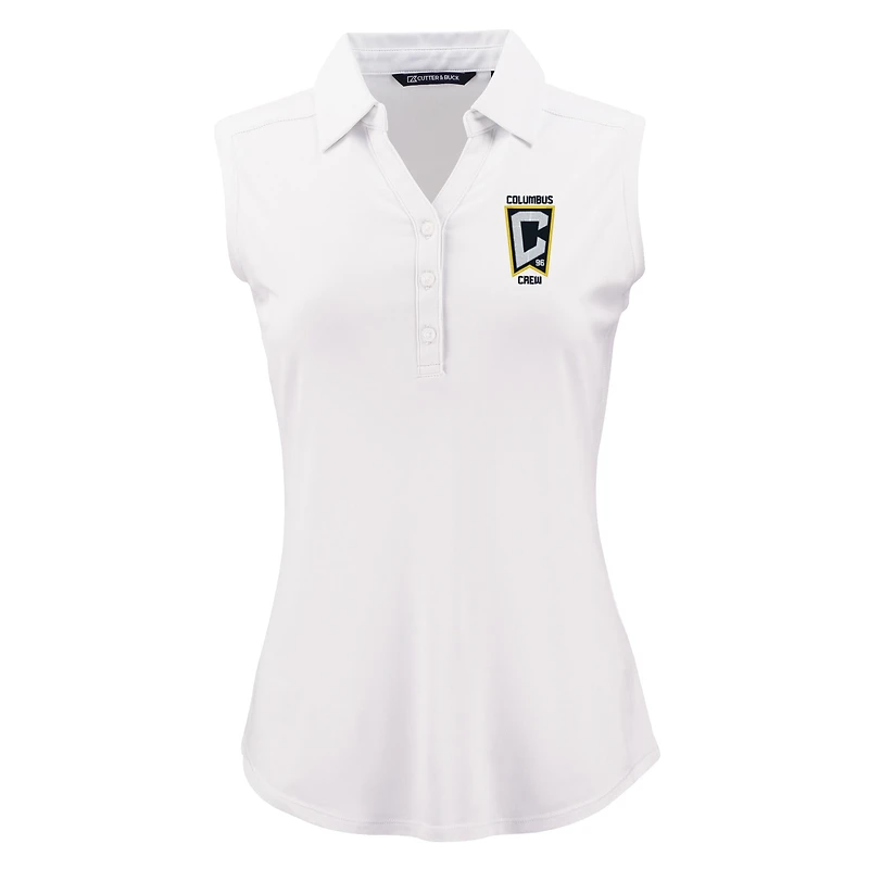 Polo sans manches blanc Columbus Crew Forge Eco Stretch recyclé pour femme Cutter & Buck