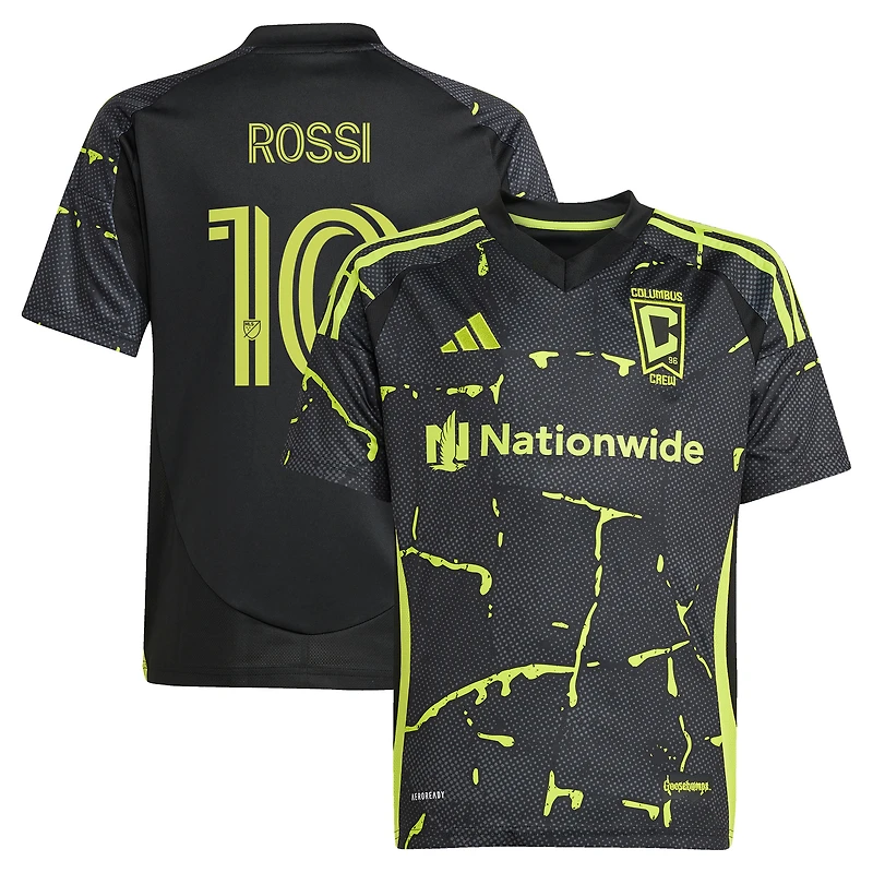 Youth adidas Diego Rossi Black Columbus Crew 2025 The Goosebumps Kit Replica Player Jersey