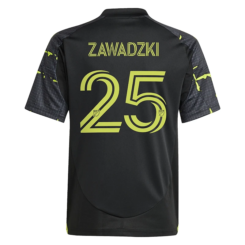 Maillot de joueur réplique du kit Goosebumps 2025 noir Columbus Crew Sean Zawadzki pour jeunes adidas