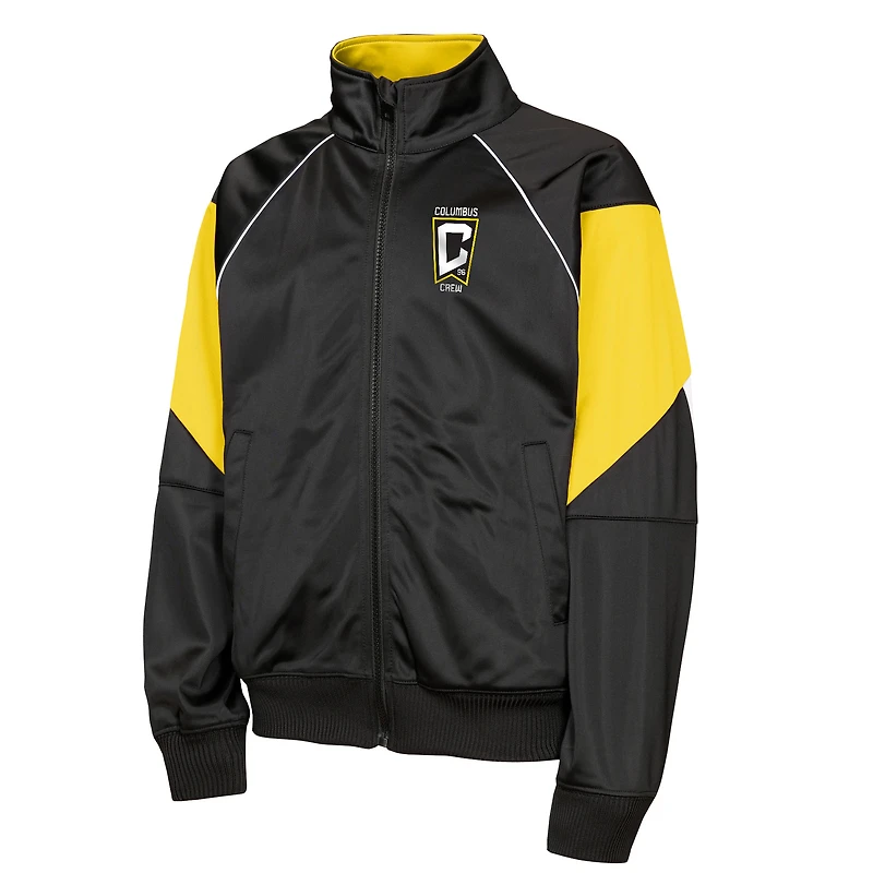 Veste de survêtement zippée intégrale Youth Outerstuff Columbus Crew noire et jaune à blocs couleur