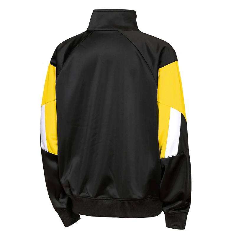 Veste de survêtement zippée intégrale Youth Outerstuff Columbus Crew noire et jaune à blocs couleur