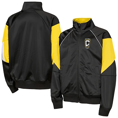Veste de survêtement zippée intégrale Youth Outerstuff Columbus Crew noire et jaune à blocs couleur