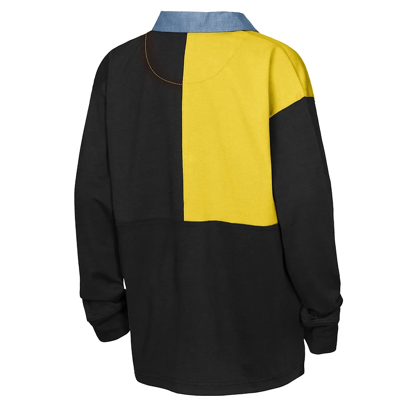 Youth Outerstuff  Black Columbus Crew Color Blocked Long Sleeve Rugby Top