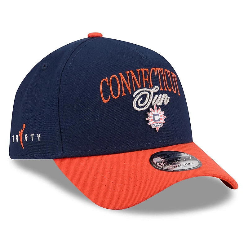 Unisex New Era Navy/Orange Connecticut Sun WNBA Tip-Off 2026 Metal Badge A-Frame 9FORTY Adjustable Hat