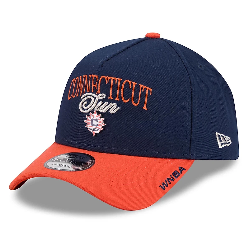 Unisex New Era Navy/Orange Connecticut Sun WNBA Tip-Off 2026 Metal Badge A-Frame 9FORTY Adjustable Hat
