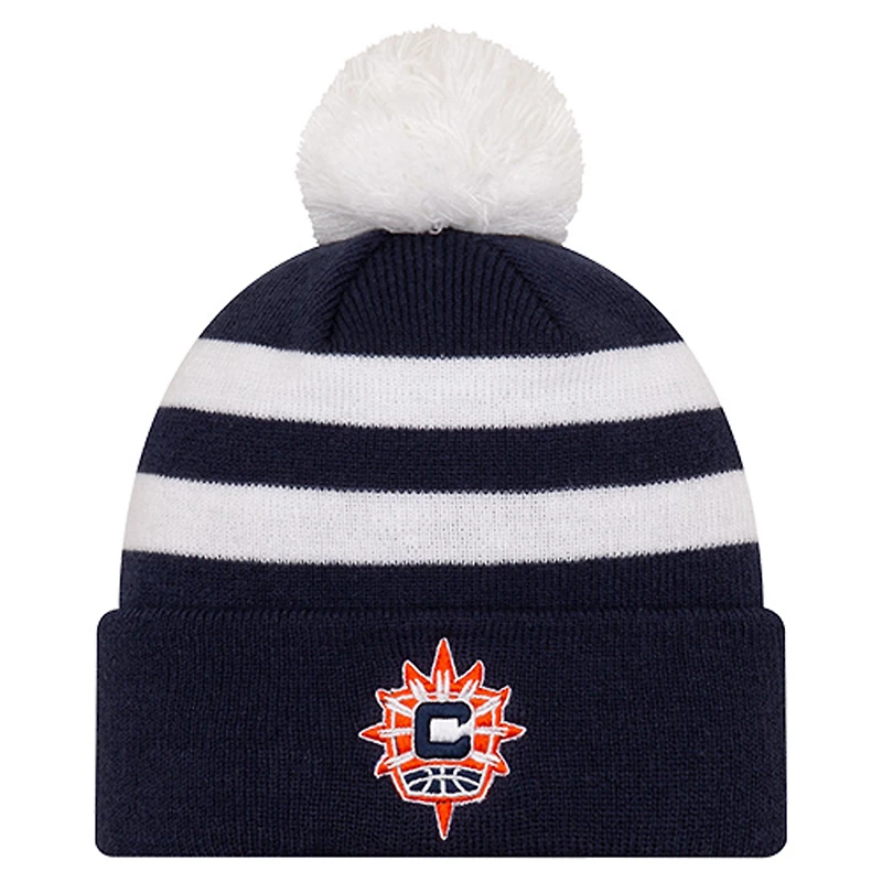 Unisex New Era Navy Connecticut Sun Core Cuffed Knit Hat with Pom