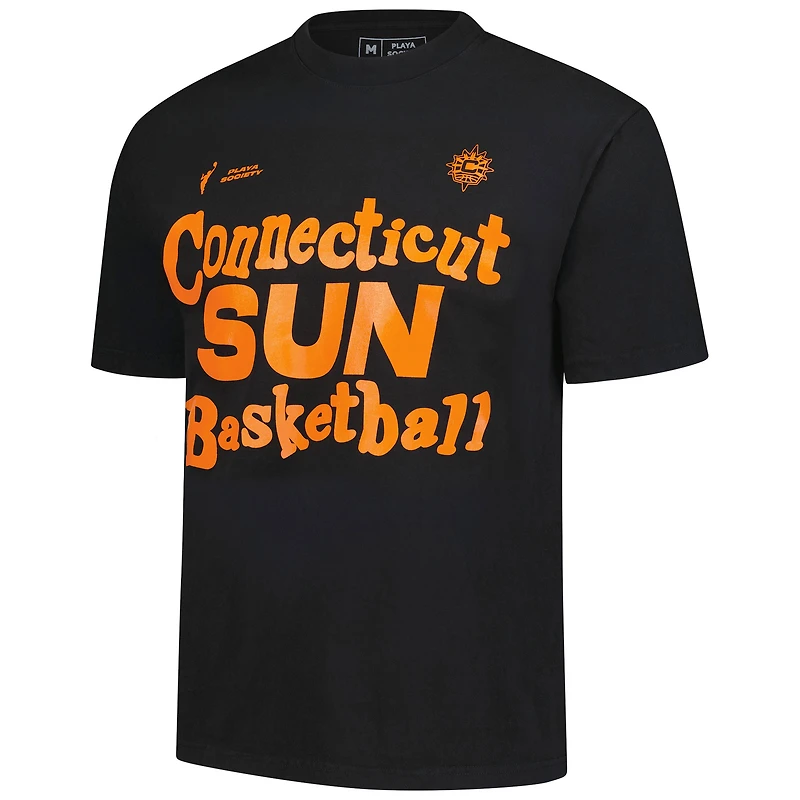 Unisex Playa Society Black Connecticut Sun Wordmark T-Shirt