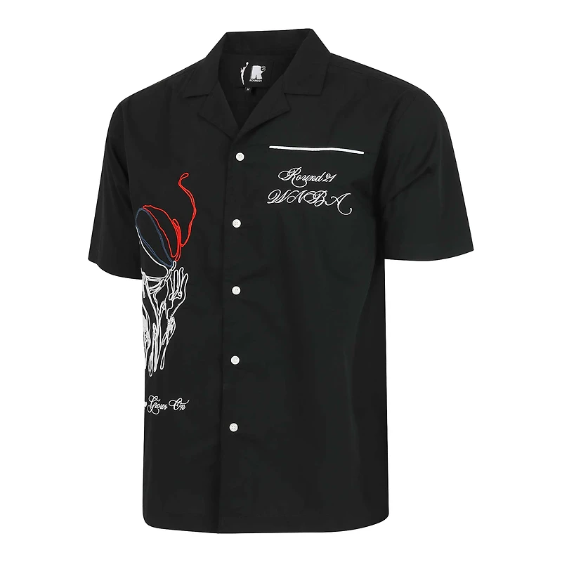 Unisex round21  Black Connecticut Sun Lucky Strike Full-Button Bowling Shirt