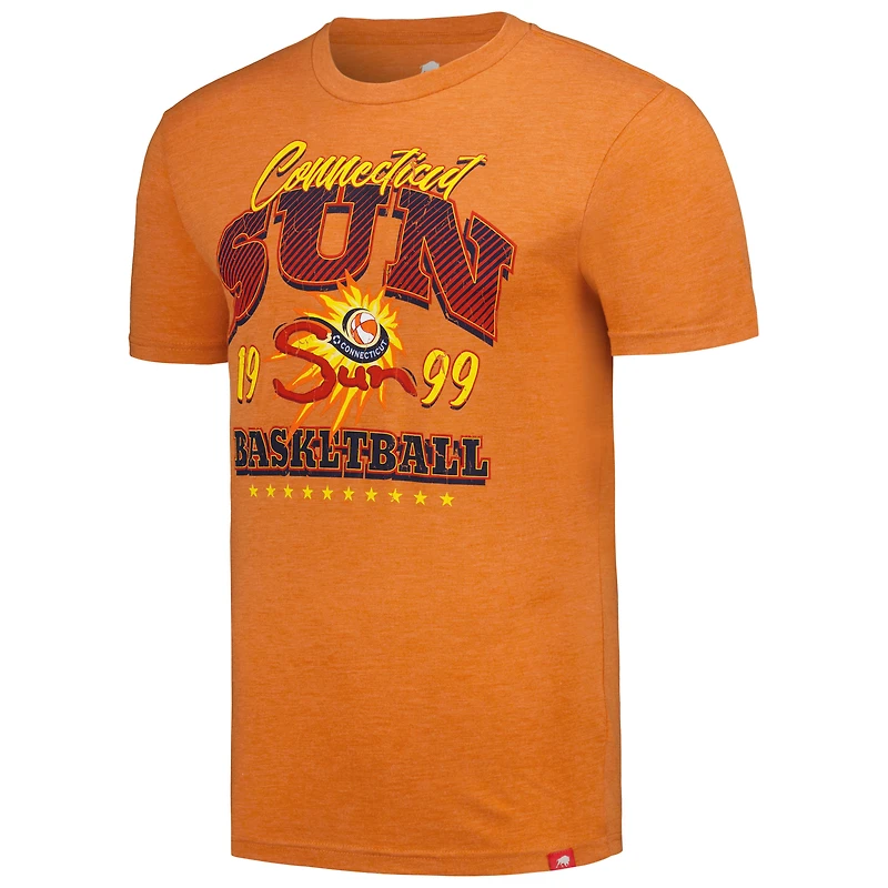 T-shirt tri-mélange confortable et super doux Sportiqe Heather Orange Connecticut Sun pour femmes