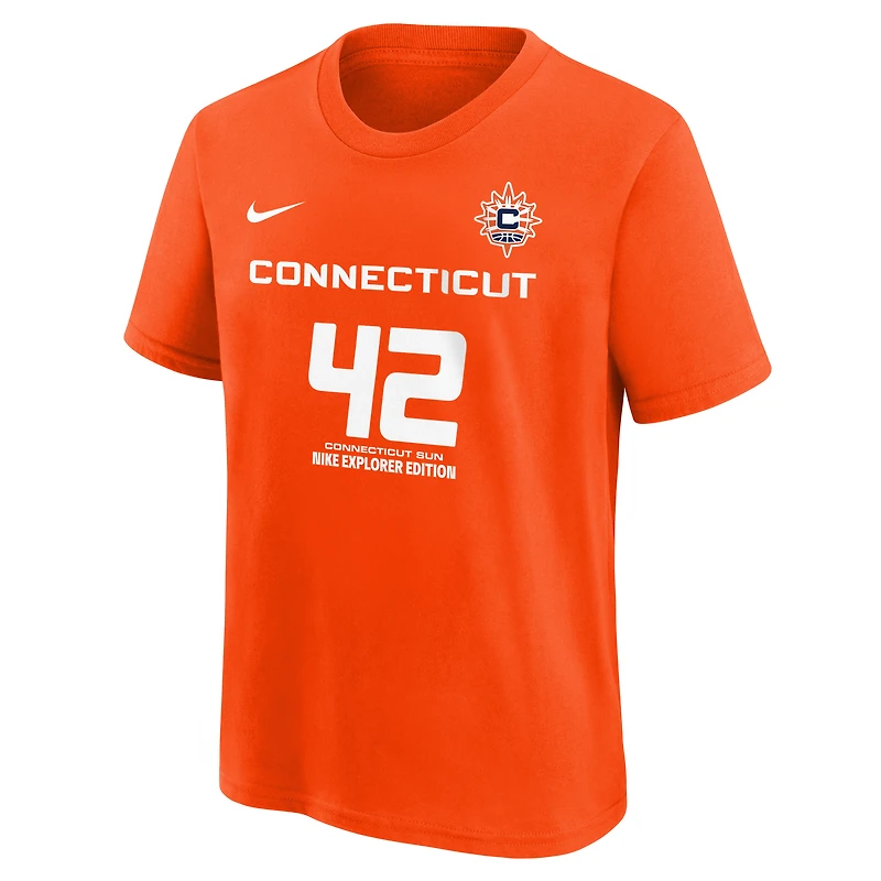 T-shirt Nike Brittney Griner orange Connecticut Sun Explorer Edition pour enfant, nom et numéro