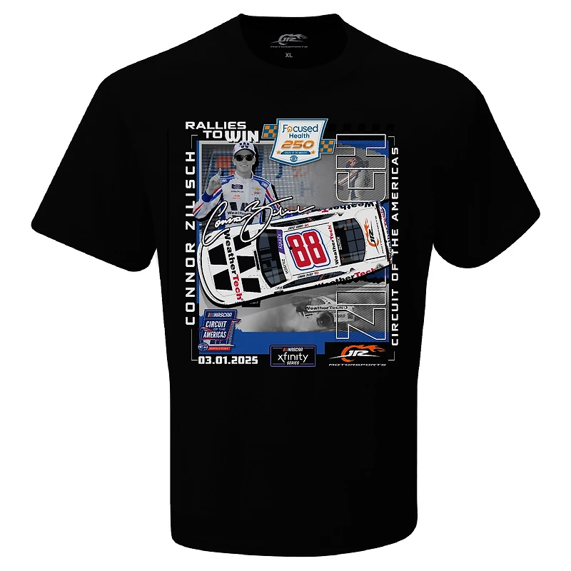 T-shirt à damier pour homme Connor Zilisch, vainqueur de la course Focused Health 250 2025
