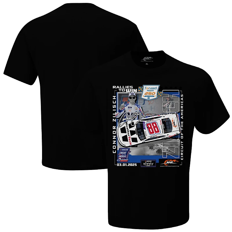 T-shirt à damier pour homme Connor Zilisch, vainqueur de la course Focused Health 250 2025