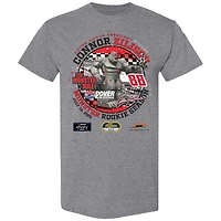 T-shirt à damier pour homme, gris chiné, Connor Zilisch, vainqueur de la course NASCAR Xfinity Series BetRivers 200 2025