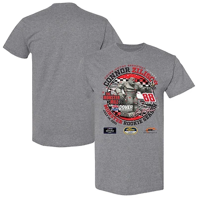 Men's Checkered Flag Sports Heather Gray Connor Zilisch 2025 NASCAR Xfinity Series BetRivers 200 Race Winner T-Shirt