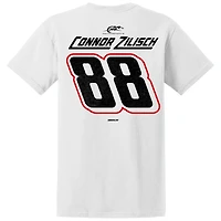 T-shirt officiel de l'équipe JR Motorsports pour homme, blanc, Connor Zilisch, vainqueur la course NASCAR Xfinity Series Pacific Office Automation 147 2025
