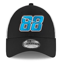 Casquette trucker New Era noire Connor Zilisch 2026 Trackhouse Driver 9FORTY pour homme, ajustable