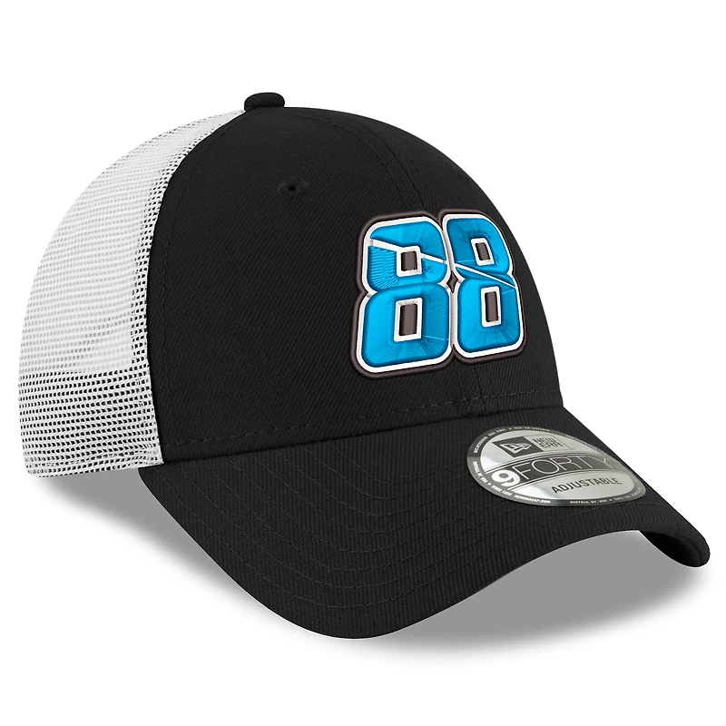 Men's New Era Black Connor Zilisch 2026 Trackhouse Driver Trucker 9FORTY Adjustable Hat