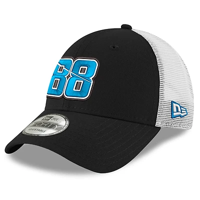 Casquette trucker New Era noire Connor Zilisch 2026 Trackhouse Driver 9FORTY pour homme, ajustable