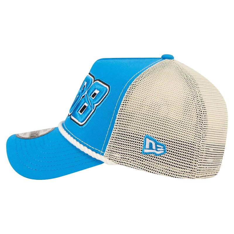 Casquette trucker New Era bleue pour homme Connor Zilisch Trackhouse Driver Number A-Frame 9FORTY, ajustable.