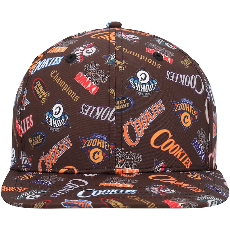 Casquette Snapback à imprimé intégral pour hommes, marron, Cookies