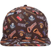 Casquette Snapback à imprimé intégral pour hommes, marron, Cookies