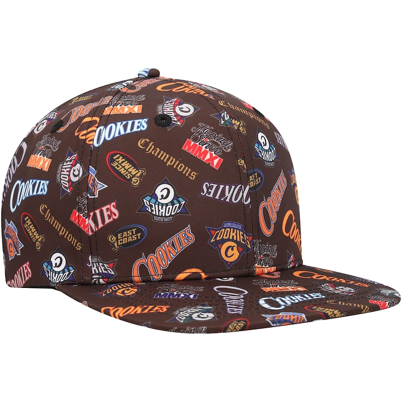 Casquette Snapback à imprimé intégral pour hommes, marron, Cookies
