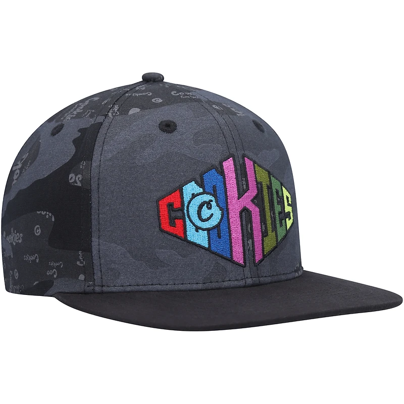 Men's Cookies  Black/Camo Across the Board Snapback Hat