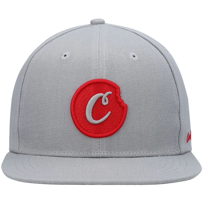 Men's Cookies Gray C-Bite Solid Snapback Hat