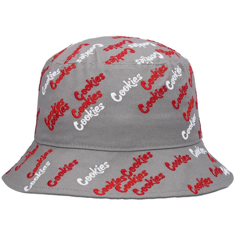 Men's Cookies Gray Triple Beam Allover Print Bucket Hat
