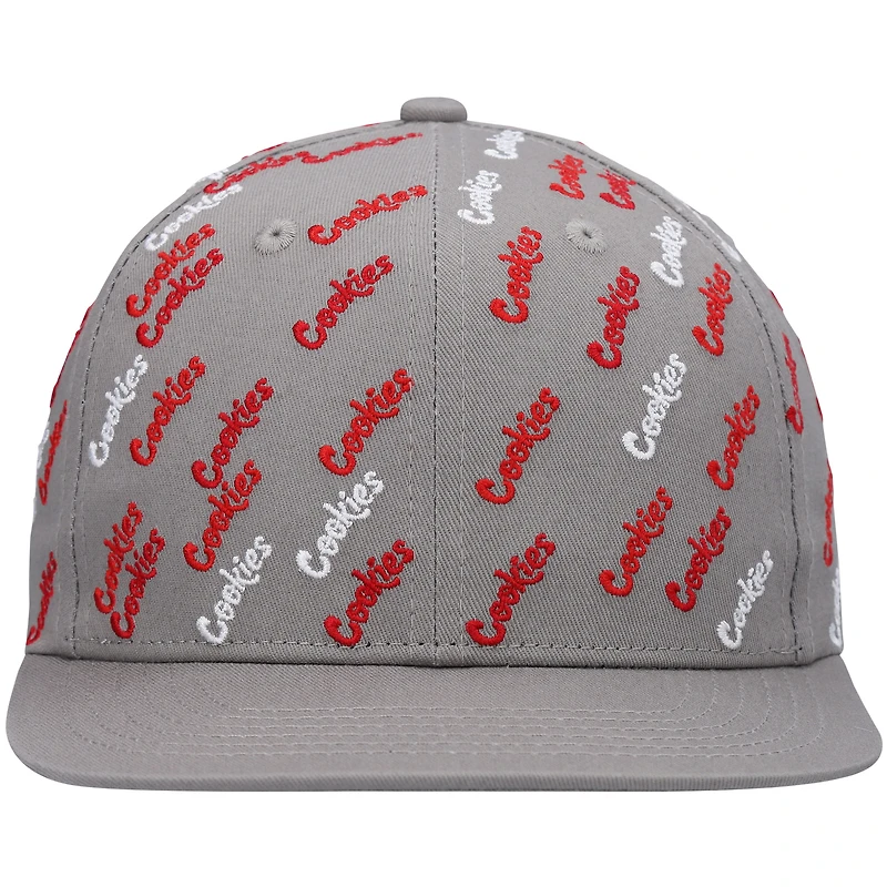 Casquette snapback grise à triple faisceau pour hommes Cookies