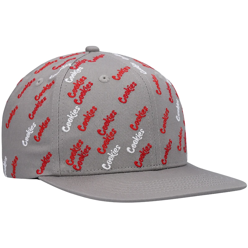 Casquette snapback grise à triple faisceau pour hommes Cookies