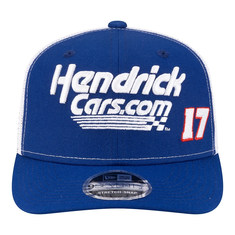 Casquette trucker ajustable New Era Corey Day 2026 Hendrick Cars.com 9SEVENTY bleue et blanche pour homme