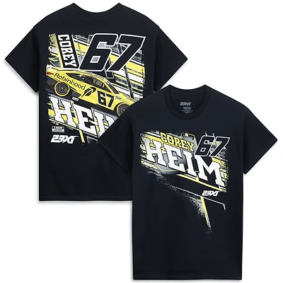 T-shirt noir 23XI Racing Corey Heim #67 Robinhood pour homme
