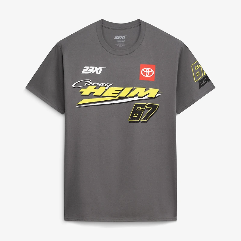 Men's 23XI Racing Charcoal Corey Heim #67 Crewneck T-Shirt