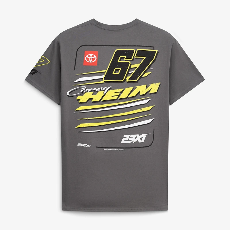 T-shirt à col rond anthracite 23XI Racing Corey Heim n° 67 pour homme